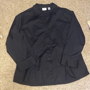 Riders by Lee Easy Care Shirt Size XL Black Button Up 3/4 Sleeve Top Classiccore